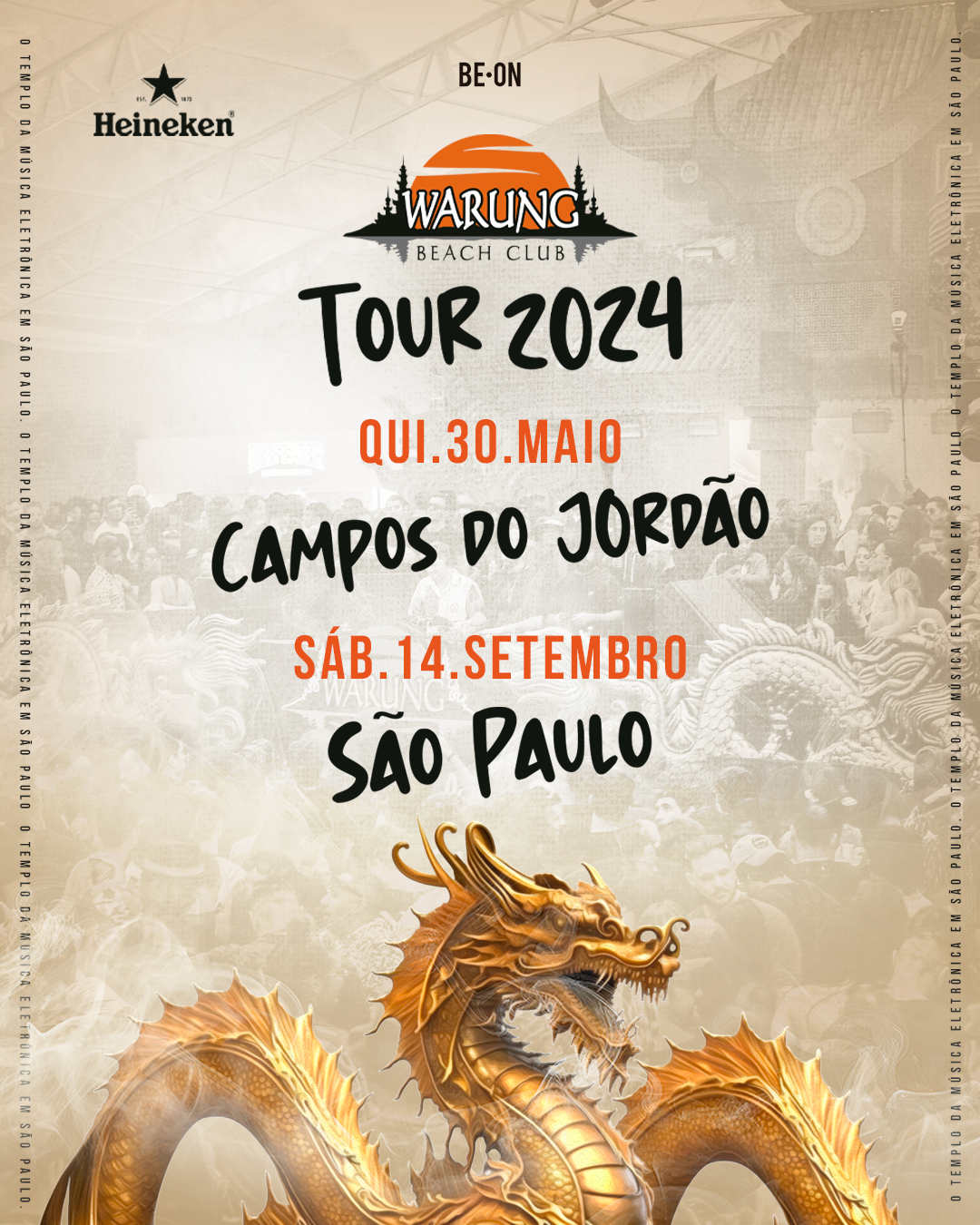 Warung Tour 2024: As cidades de Campos do Jordão e São Paulo se preparam para receber a atmosfera do Templo da música eletrônica.