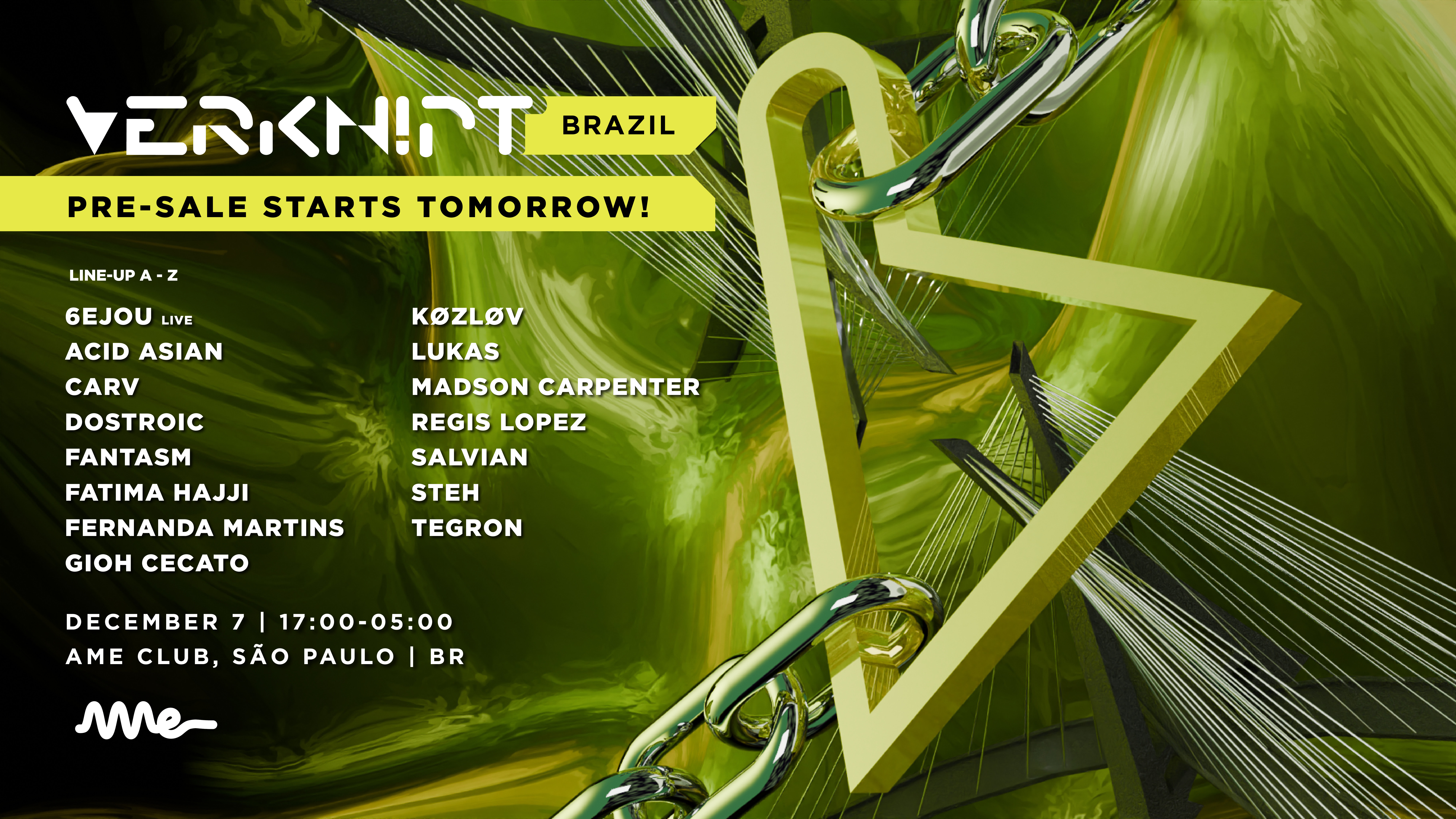 Verknipt Brasil anuncia line-up da primeira edição no Ame Club